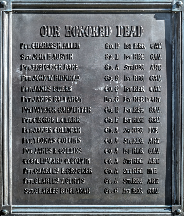 Gedenktafel an einem Gebäude mit der Inschrift "Unsere Ehrenvollen Toten" aus Metall.