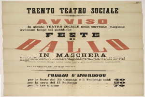 Alter Plakat in Maschera, Italien, der ein lokales Festival ankündigt