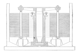 Eine Schwarz-Weiß-Zeichnung einer Wärmetauscher-Maschine mit zahlreichen angeschlossenen Drähten und begleitendem Text.