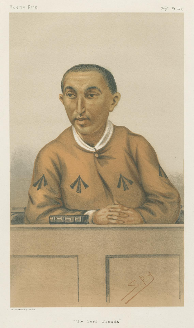 Ein Mann in weißem Hemd und dunkler Hose sitzt an einem Tisch mit gefalteten Händen und sieht ernst aus, mit dem Text "Die Rasenbetrüger" unten.