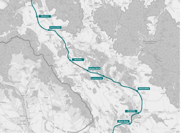 Eine Karte einer Stadt mit einer blauen Linie, die die Route einer Fahrradtour markiert, einschließlich Start- und Endpunkten.