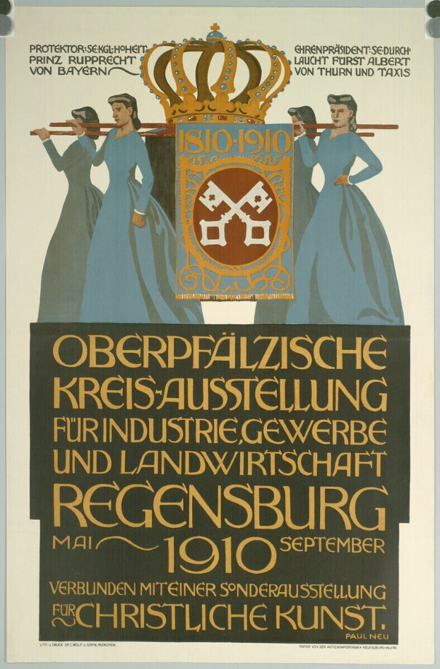 Plakat zur deutschen Revolution von 1910 mit einer Gruppe von Menschen und einer Krone, das Text über das Ereignis enthält.