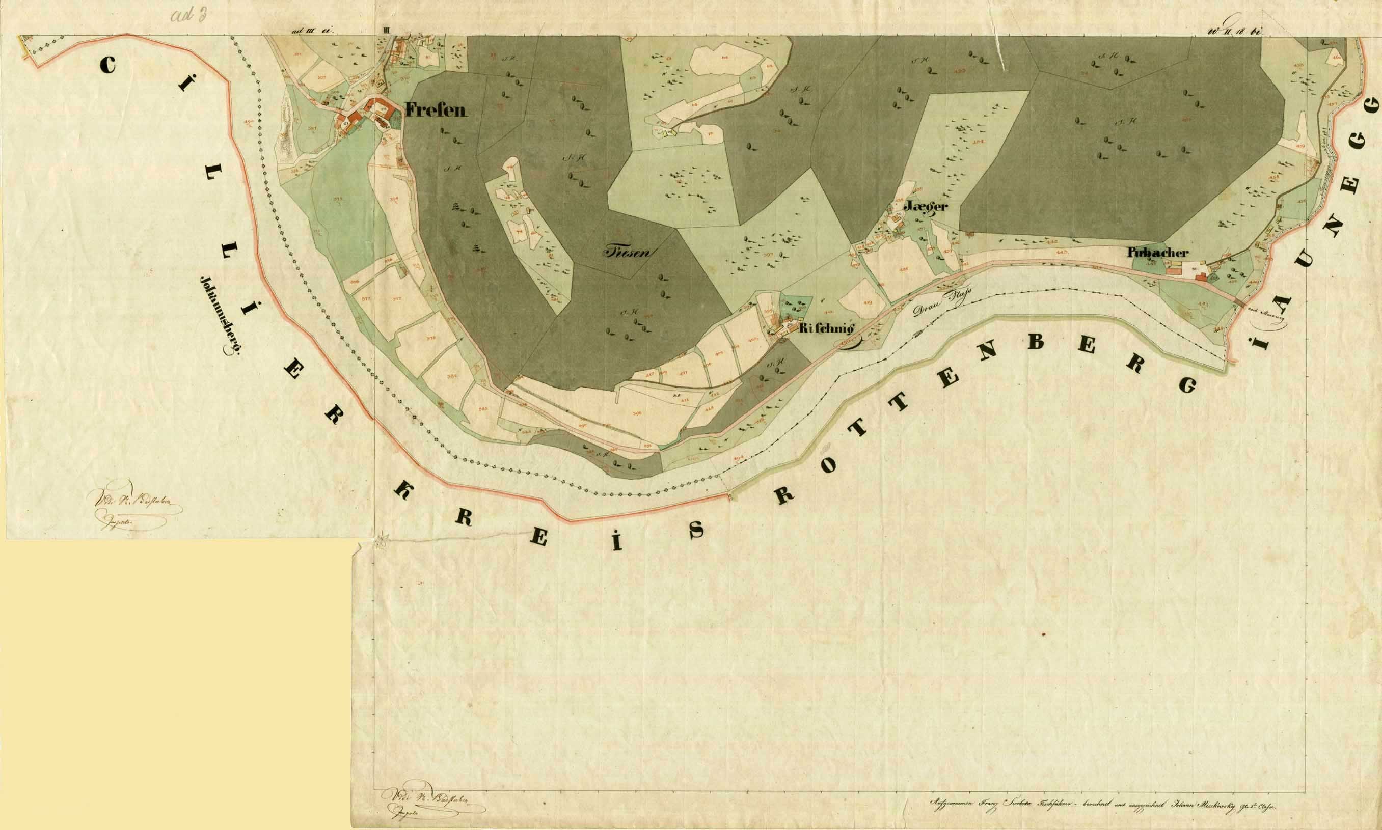 Detailierte alte Karte von Freien, Deutschland, zeigt Straßen, Gebäude und Sehenswürdigkeiten mit Text, der Bevölkerung, Lage und historische Informationen bereitstellt.